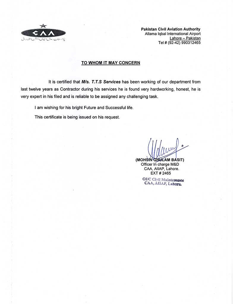 CAA certificate