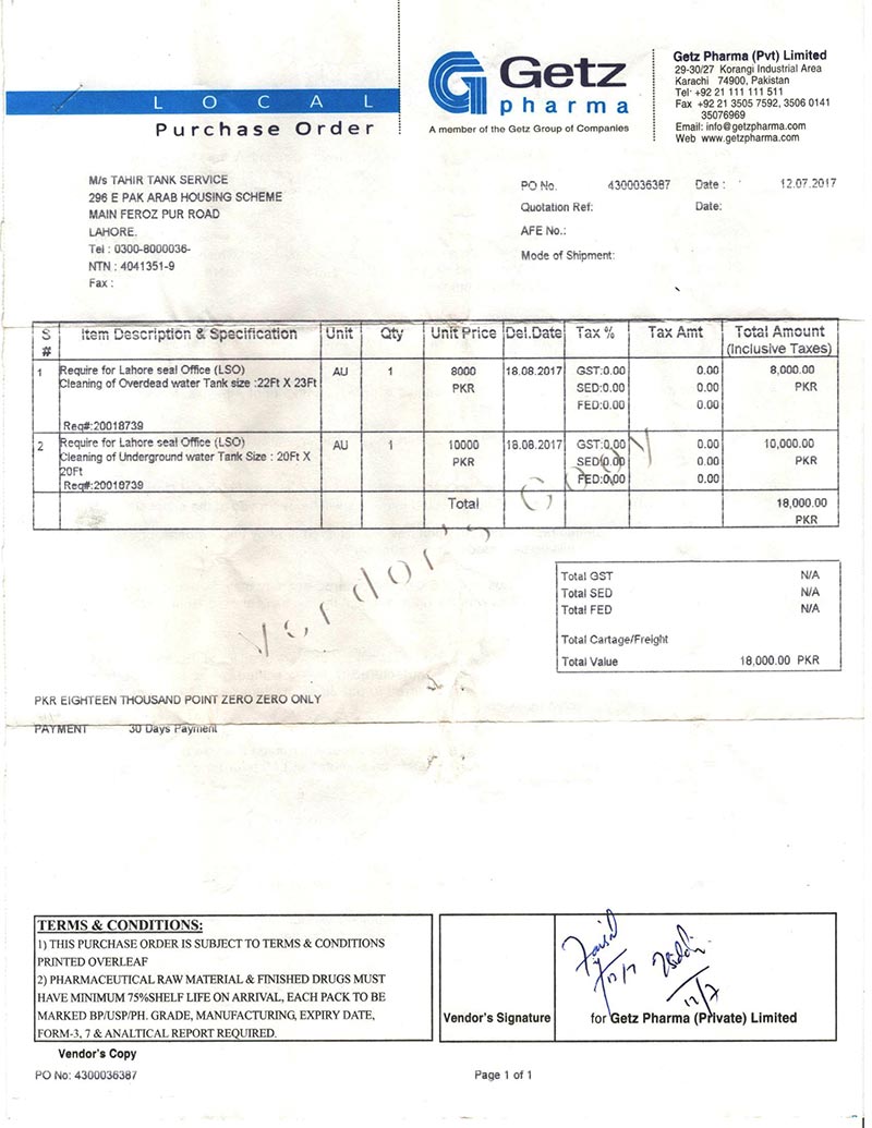 Getz Pharma certificate