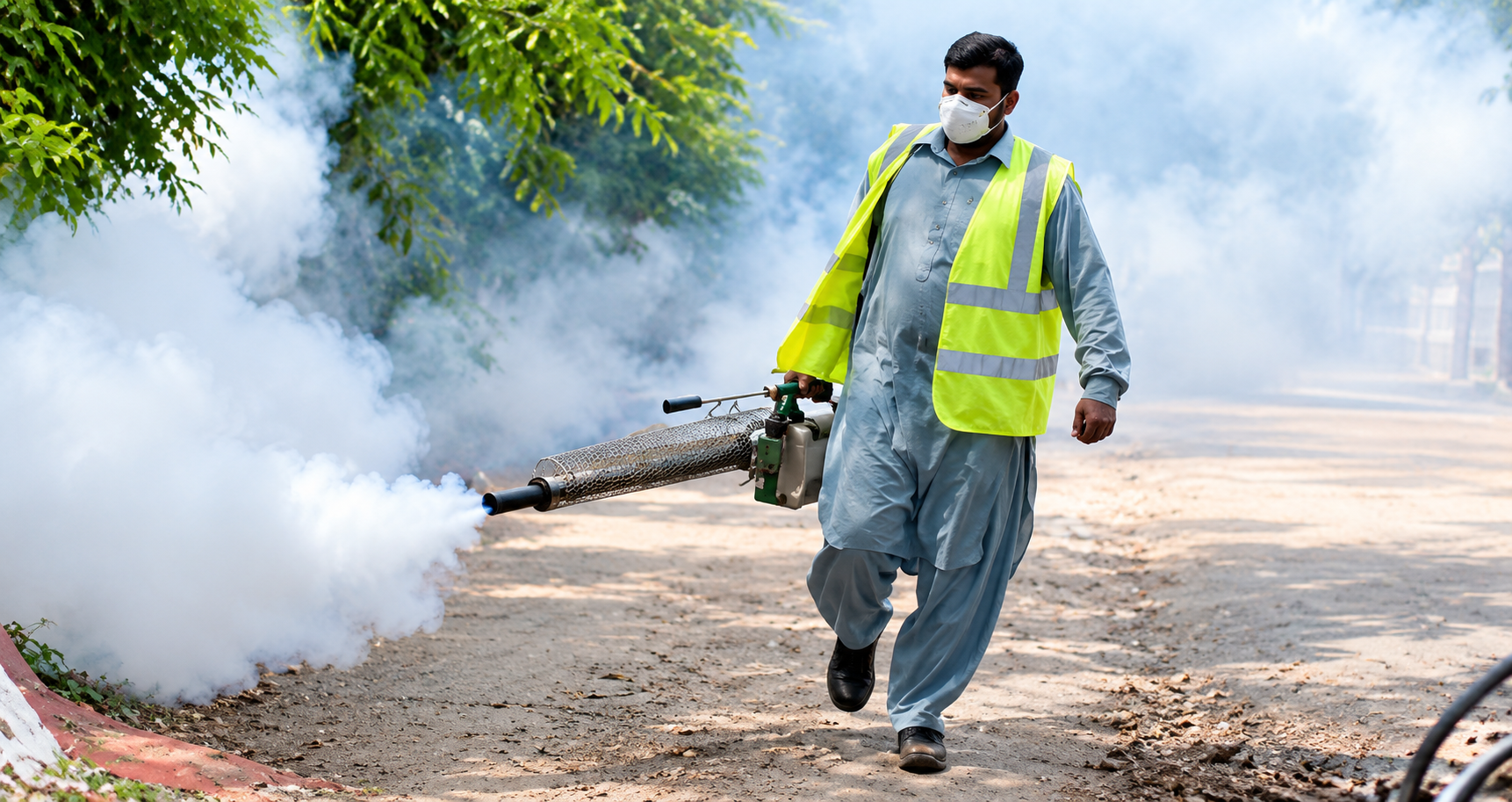 Professional pest control spray application